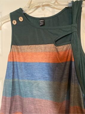 SHEIN Forest Green Tank Dress with Multicolor Stripes